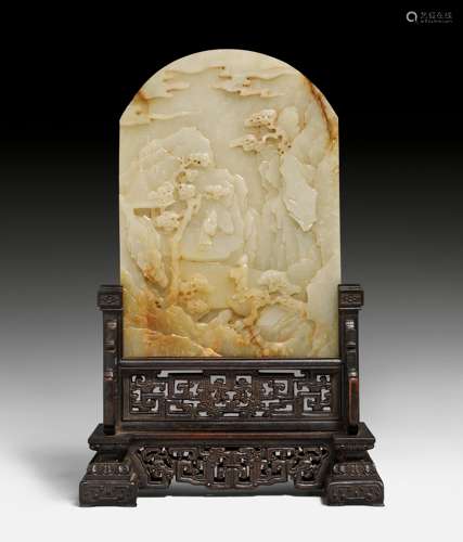 A CARVED JADE TABLE SCREEN.