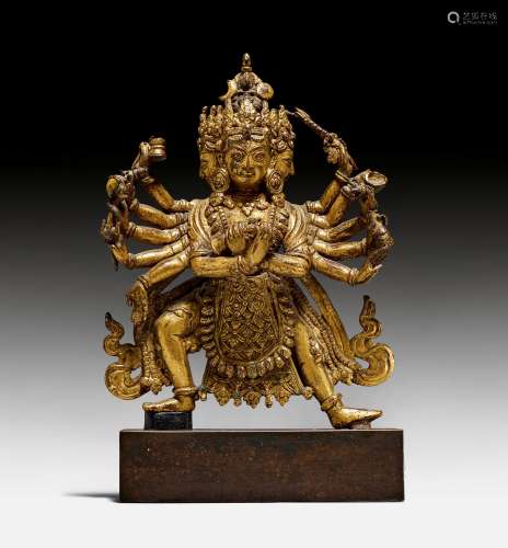 A GILT COPPER ALLOY FIGURE OF SAMVARA.