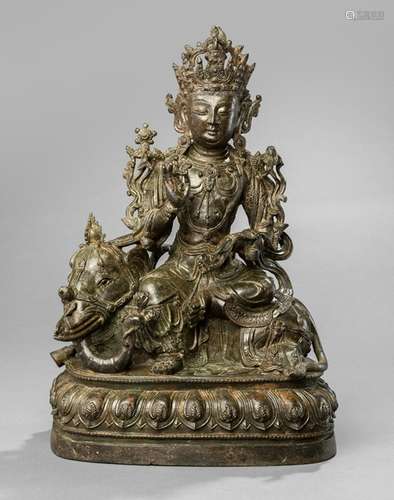 A BRONZE FIGURE OF SAMANTHABHADRA