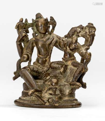 A BRONZE FIGURE OF VISHNU AND LAKSHMI