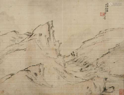 A PAIR OF LANDSCAPE PAINTINGS ON SILK BY Liang Yuwei (ca. 1844-1917)