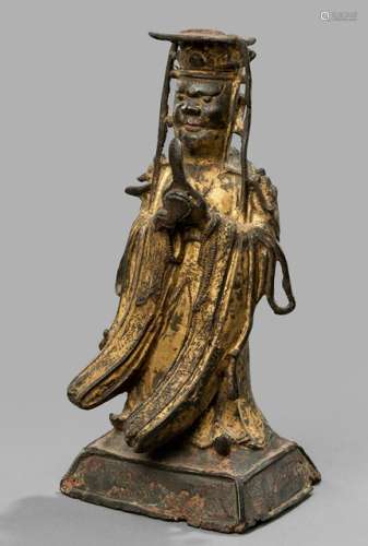 A GILT-LACQUERED BRONZE FIGURE OF AN OFFICIAL