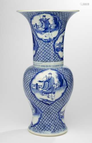 A BLUE AND WHITE 'EIGHT IMMORTALS' YENYEN VASE