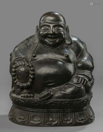 A LARGE BRONZE FIGURE OF BUDAI