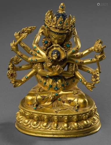 A GILT-BRONZE FIGURE OF GUHYASAMAJA