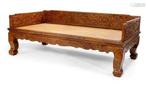 A HARDWOOD DAY BED, China - Property from a Scandinavian private collection, acquired before 1990 - Cf.: Kang of huanghuali: Ellsworth, Grindley, and Christy, 1996, Chinese Furniture from the Hung Collection, page 100/101, no. 30 - Good condition
