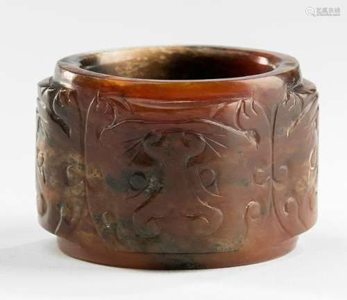 A BROWNISH JADE CONG, China, Ming dynasty or later - Property from a German private collection, acquired between 1940 and 2000 - Minor wear