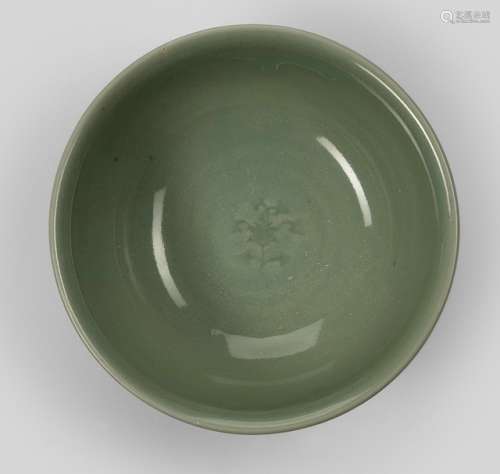 A CELADON 'LONGQUAN' BOWL WITH LOTUS DECOR, China, Ming dynasty - Property from an Austrian private collection, acquired prior to 1990 - Very minor wear