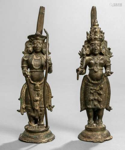 TWO BRONZE FIGURES DEPICTING RAMA AND LAKSHMI