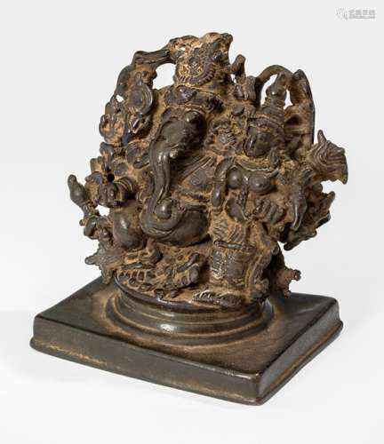 A BRONZE FIGURE OF GANESHA