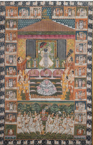 A PITCHVAI DEPICTING KRISHna AND GUPIS