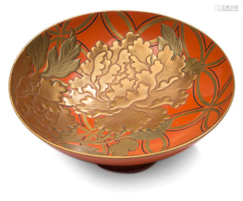 A FINE RED-LACQUERED BOWL