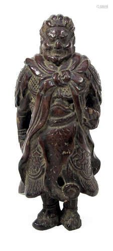 A WOOD NETSUKE OF FUDO MYO-O