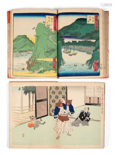 TWO COLOURED WOODBLOCK PRINT BOOKS