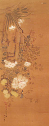 A BIRD AND FLOWER PAINTING IN THE STYLE OF YAMAMOTO BAIITSU (1783-1856)