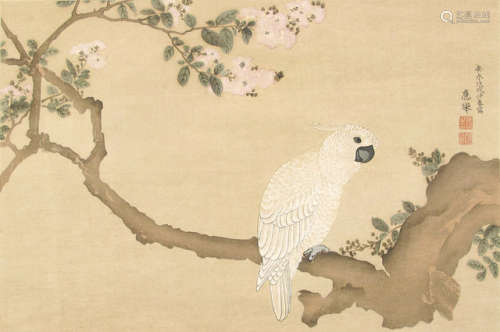 A PRINT AFTER MARUYAMA OKYO (1733-1795): A COCKATOO ON A BLOOMING BRANCH