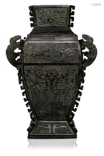 A BRONZE FANGHU IN ARCHAIC STYLE