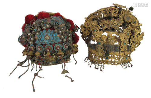 TWO RICH DECORATED WEDDING CROWNS