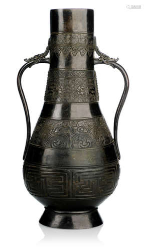 A FINE CAST BRONZE VASE