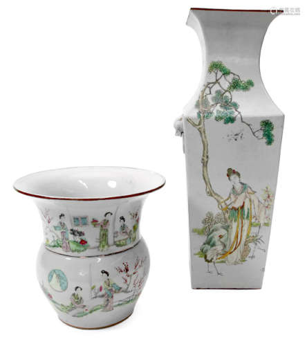 TWO VASES WITH FIGURAL SCENES AND CHARACTERS