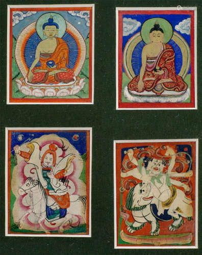 TWELVE TSAKLIS PAINTED WITH VARIOUS DEITIES