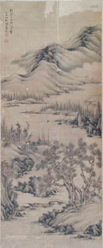 A LANDSCAPE PAINTING WITH PINES BY HUANG GUAN ON PAPER
