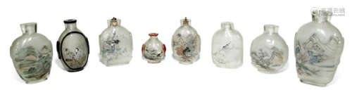 EIGHT PAINTED GLASS SNUFFBOTTLES