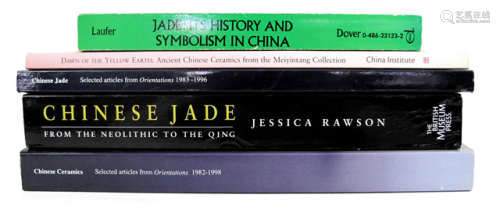 5 VOL. JADE/CERAMIC: Jade. It's history and symbolism in China/Chinese Jade/Chinese Jade from the Neolithic to the Qing/Chinese Ceramics/Dawn of the yellow earth - Property from a German private collection