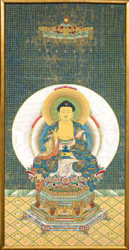 A FINE PAINTING OF THE MEDICINE BUDDHA (YAKUSHI NYORAI).