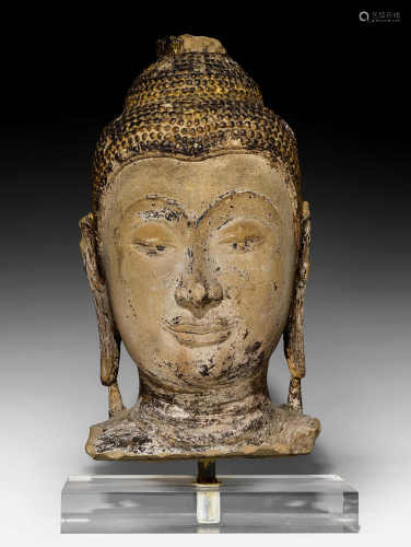 A LARGE AND FINE HEAD OF BUDDHA.