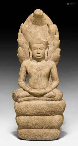 A LARGE  FIGURE OF BUDDHA MUCHALINDA.