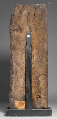 A WOOD STELE OF SHIVA.