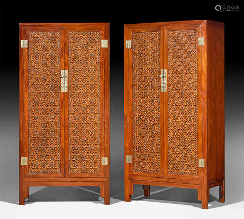 AN ELEGANT PAIR OF HUANGHUALI-CABINETS.