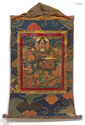 A THANKA OF THE 18 LUOHAN AND FOUR HEAVENLY KINGS.