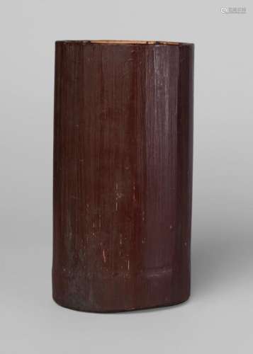 A Chinese bamboo brush pot, late 19th century, 20cm high