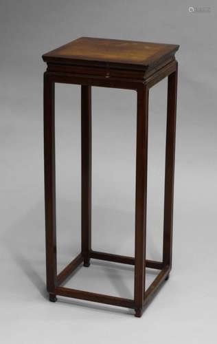 A Chinese hardwood square jardiniere stand, late 19th century, 65cm x 26cm