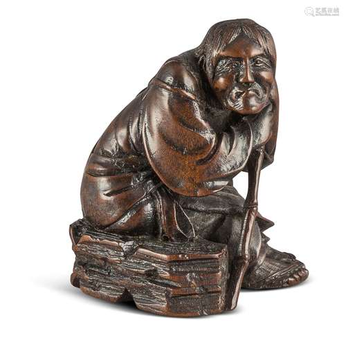 NETSUKE: ONO NO KOMACHI. Japan. Meiji-Zeit. Spätes 19. Jh. Buchsbaum mit fein geschnitzten und