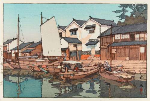 HOLZSCHNITT: KURA IN TOMONOURA. Japan. Shôwa-Zeit. 1930. Nishiki-e. Aus der Serie Setonaikai (Das