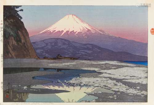 YOSHIDA, HIROSHI 1876 - 1950 Fujiyama from Okitsu. Japan. Shôwa-Zeit. 1928. Nishiki-e. Ôban, yoko-e.