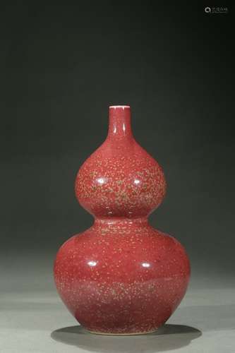 A peach bloom glaze double gourd vase