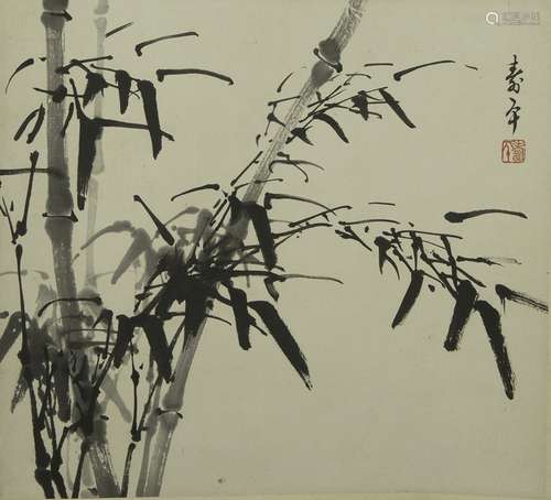 Dong Shouping: Ink on paper 'Bamboo' painting