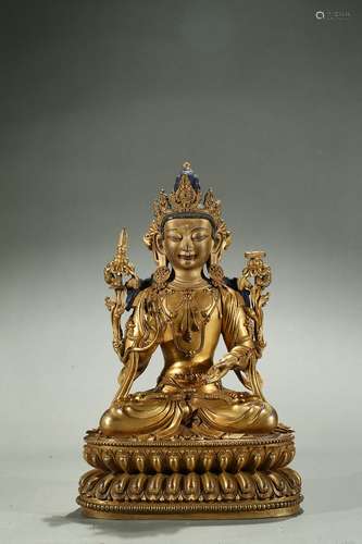 A gilt-bronze figure of bodhisattva