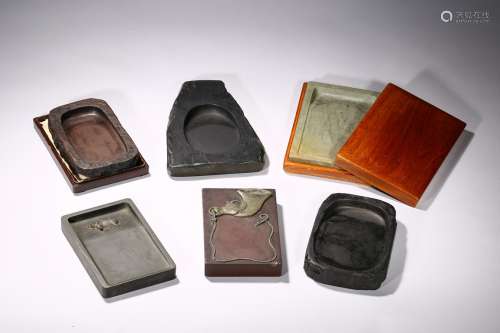 A group of various six inkstones