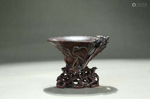 An agarwood carved libation cup