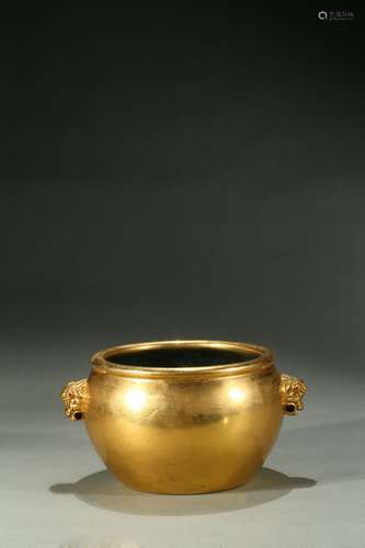 A gilt bronze alms bowl incense burner