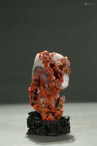 A carnelian-agate 'peach tree' holder