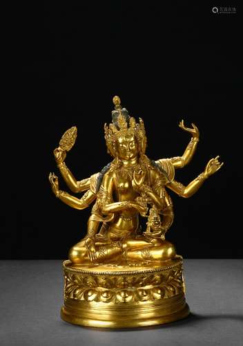 A gilt bronze figure of ushnishavijaya