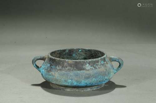 A bronze xuande censer with encrustation