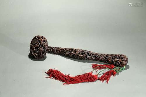 An agarwood openwork chilong ruyi scepter