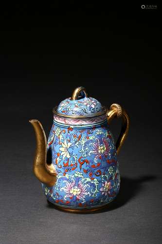 A zisha gilt and enamel 'foliate' teapot